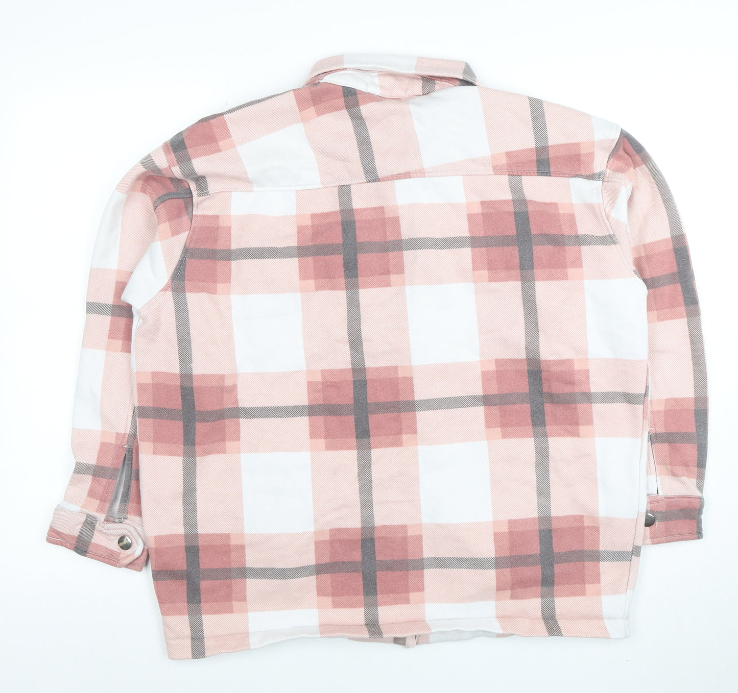 Zino Women Pink Check Cotton Blend Jacket Size S Casual