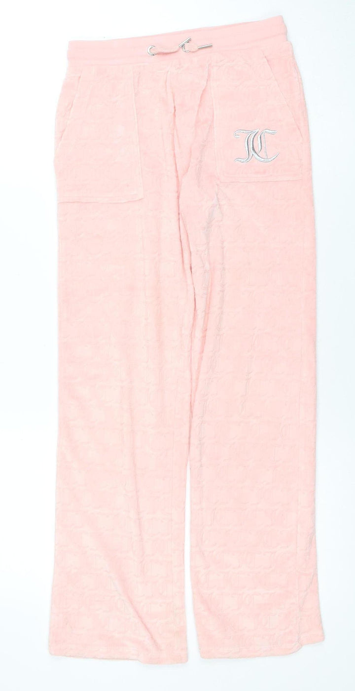 Juicy Couture Girls Pink Velour Sweatpants 10-11 Years Elastic Waist