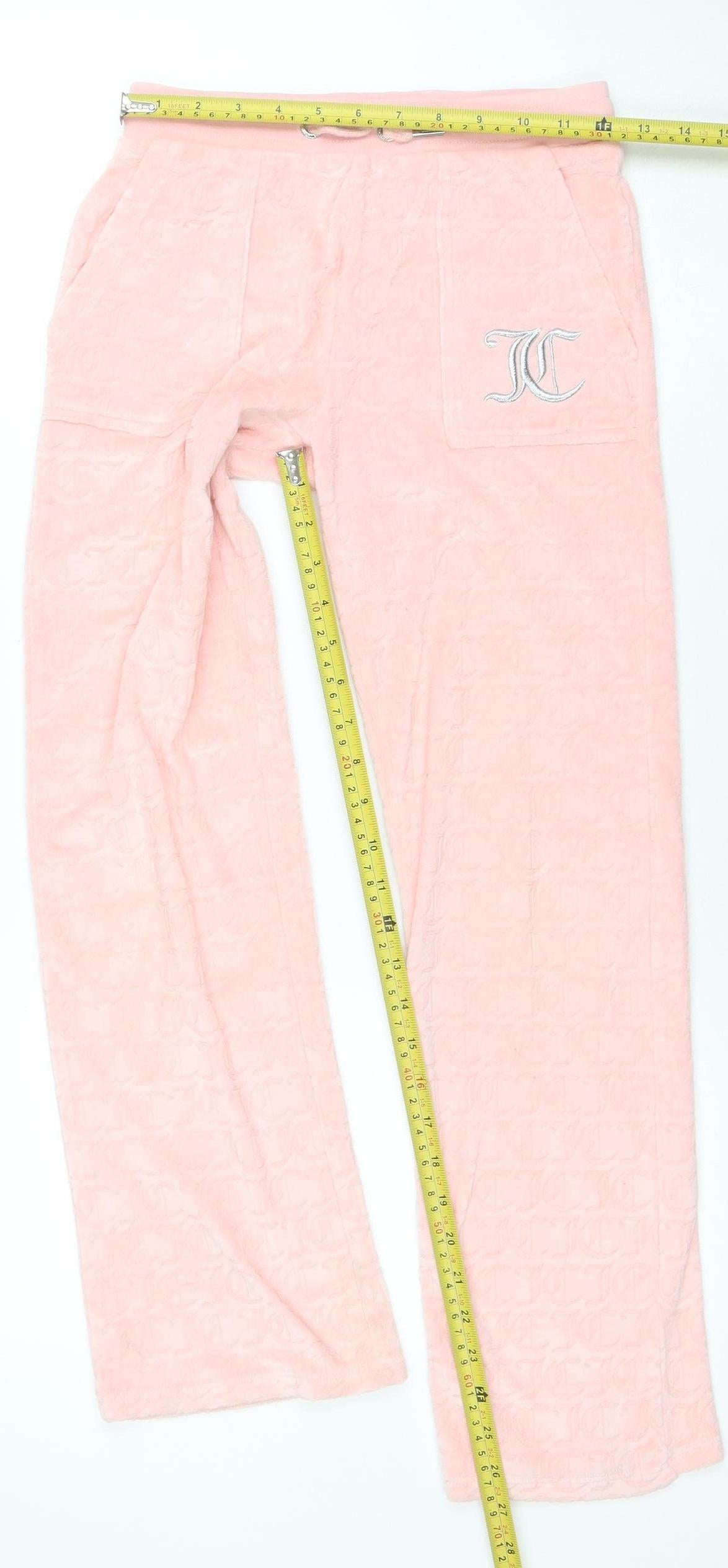 Juicy Couture Girls Pink Velour Sweatpants 10-11 Years Elastic Waist