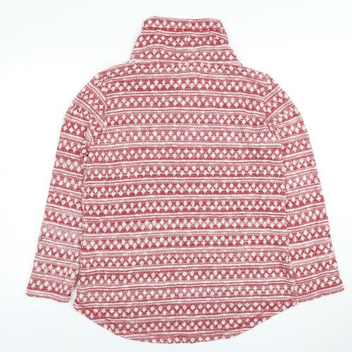 White Stuff Womens Red Fair Isle Funnel Neck Pullover Hoodie Size 12