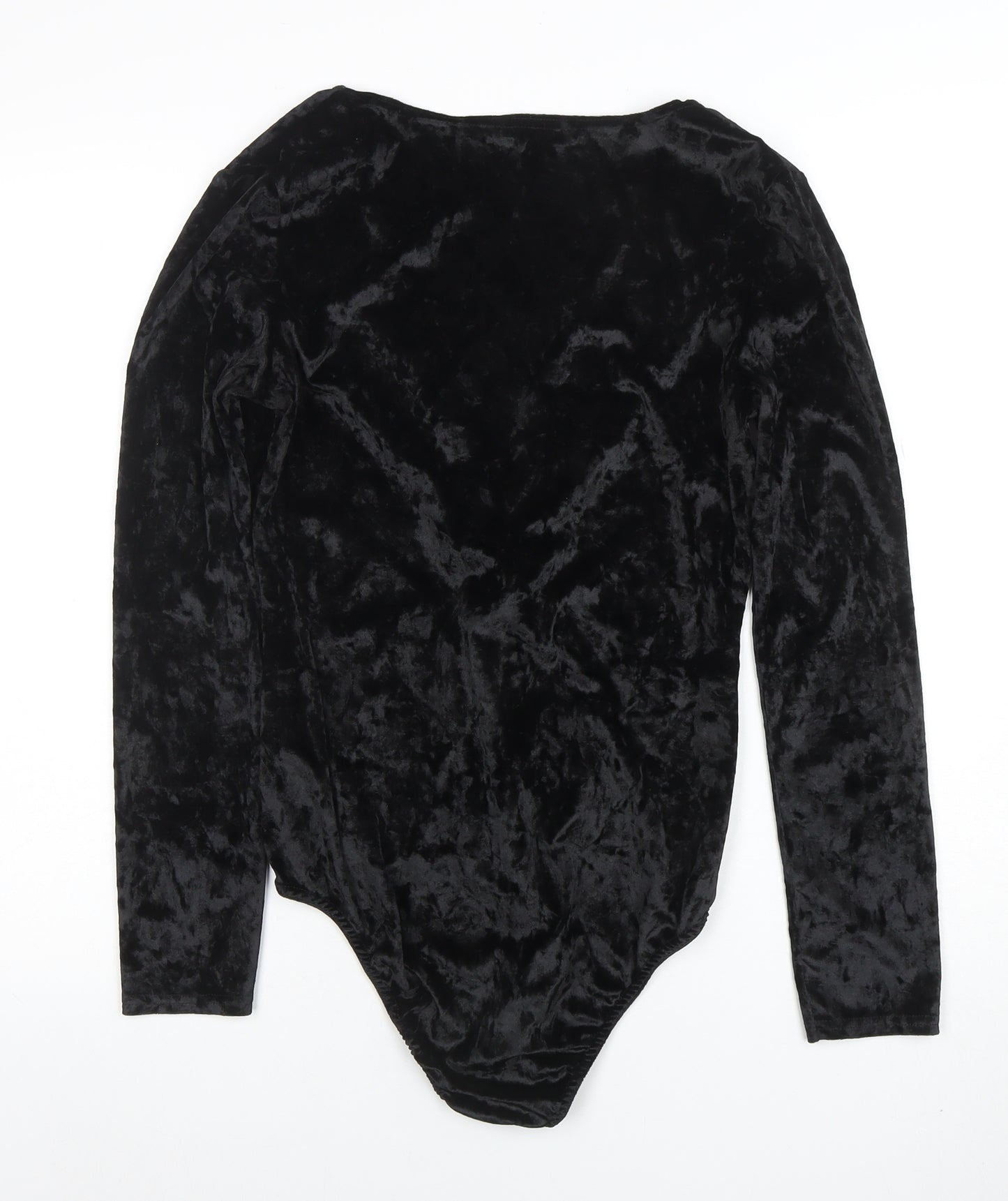 Boohoo Womens Black Velvet Long Sleeve Bodysuit UK14
