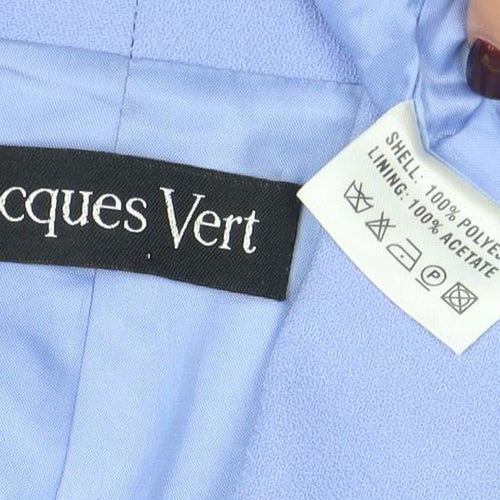 Jacques Vert Women Blue Embroidered Shawl Lapel Two-Button Blazer UK 12