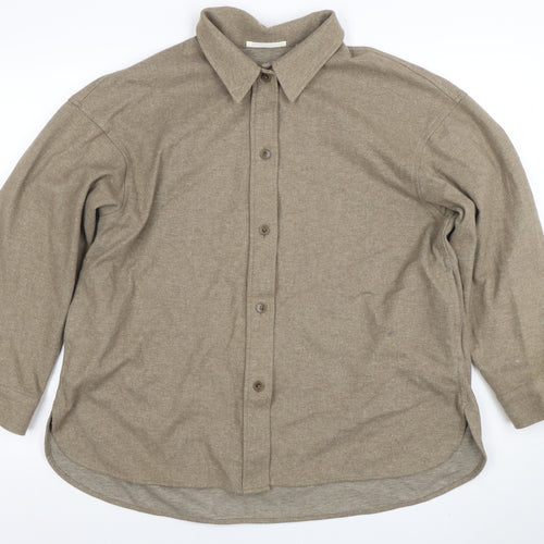 Uniqlo Men Beige Flannel Button Jacket M Lined Casual