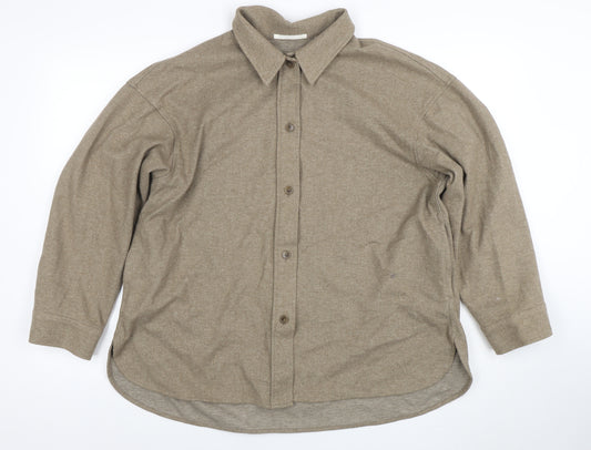 Uniqlo Men Beige Flannel Button Jacket M Lined Casual