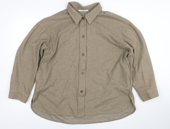 Uniqlo Men Beige Flannel Button Jacket M Lined Casual