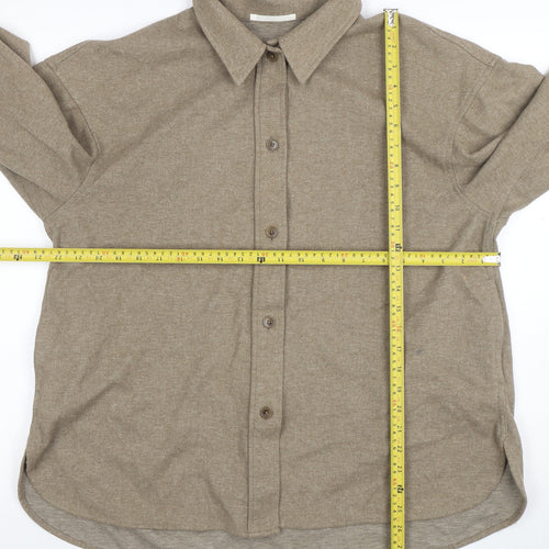 Uniqlo Men Beige Flannel Button Jacket M Lined Casual