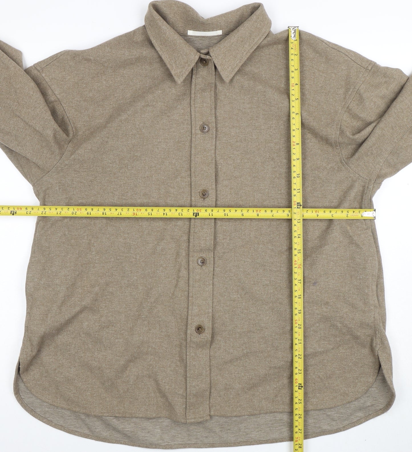 Uniqlo Men Beige Flannel Button Jacket M Lined Casual