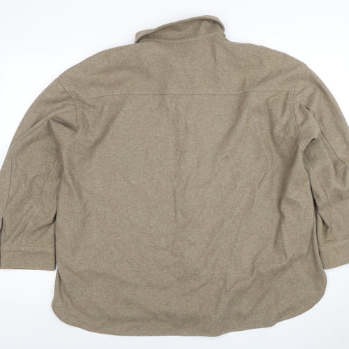 Uniqlo Men Beige Flannel Button Jacket M Lined Casual