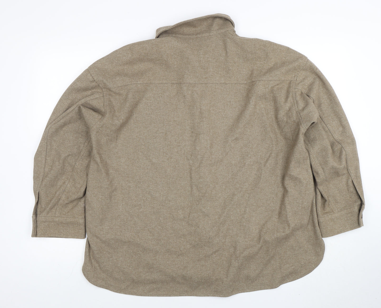 Uniqlo Men Beige Flannel Button Jacket M Lined Casual