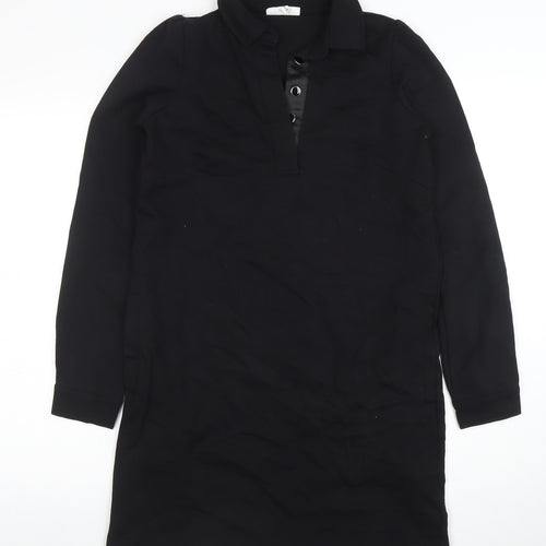 Thought Women's Black Size 8 Collared Long Sleeve Shirt Dress
