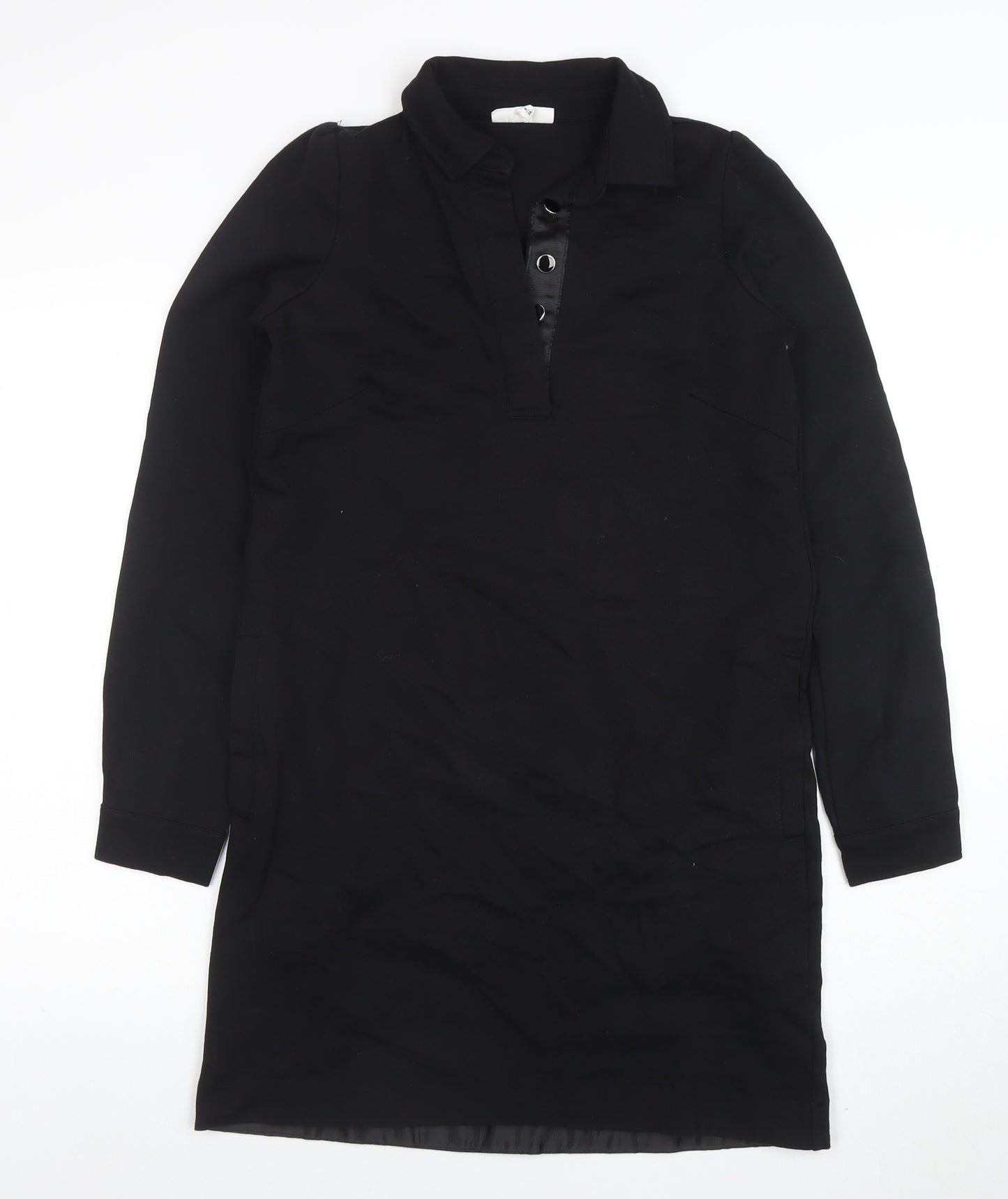 Thought Women's Black Size 8 Collared Long Sleeve Shirt Dress