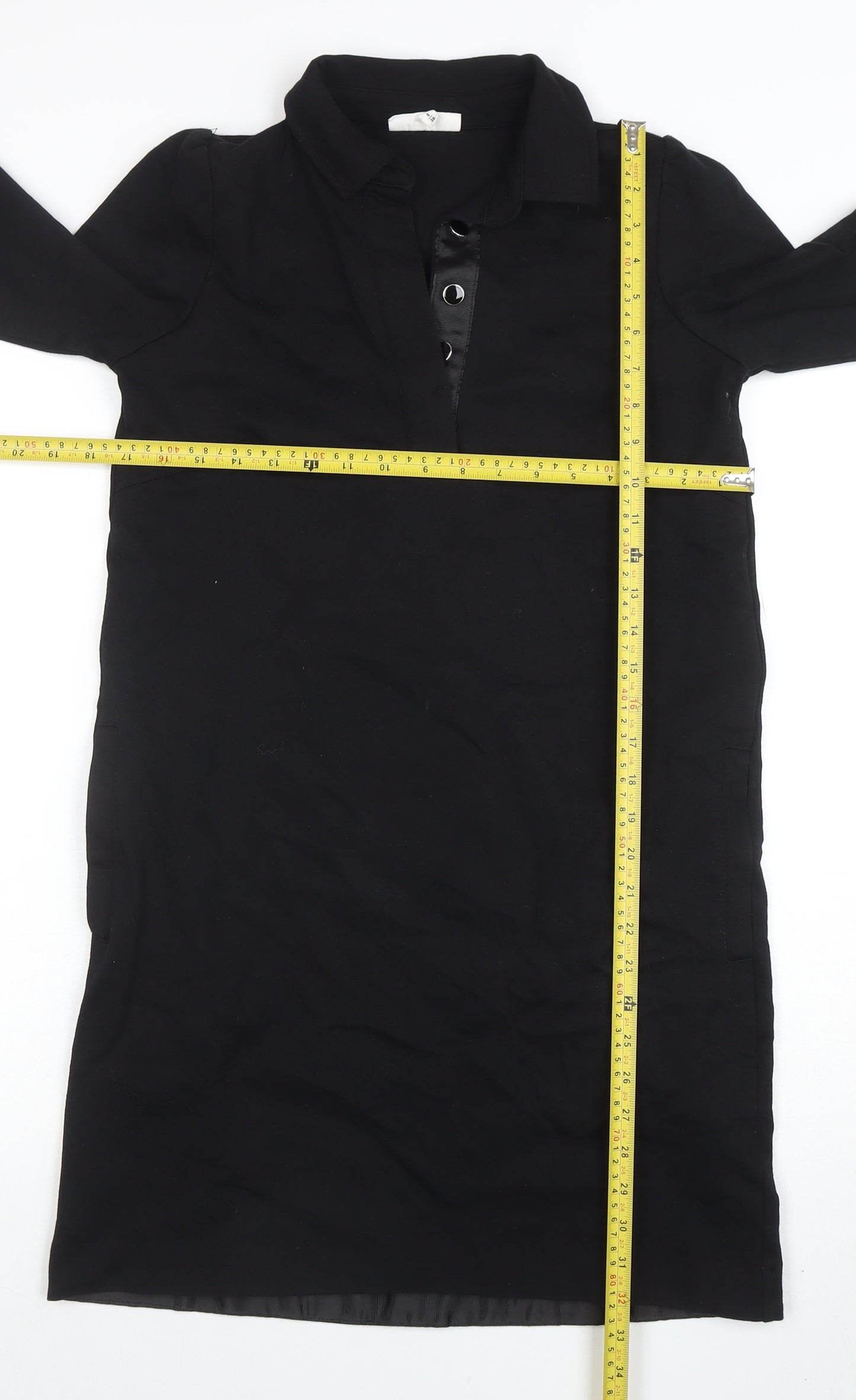 Thought Women's Black Size 8 Collared Long Sleeve Shirt Dress