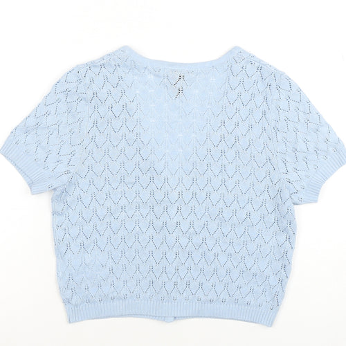 H&M Divided Women's Blue Open Knit Short Sleeve Cardigan XS