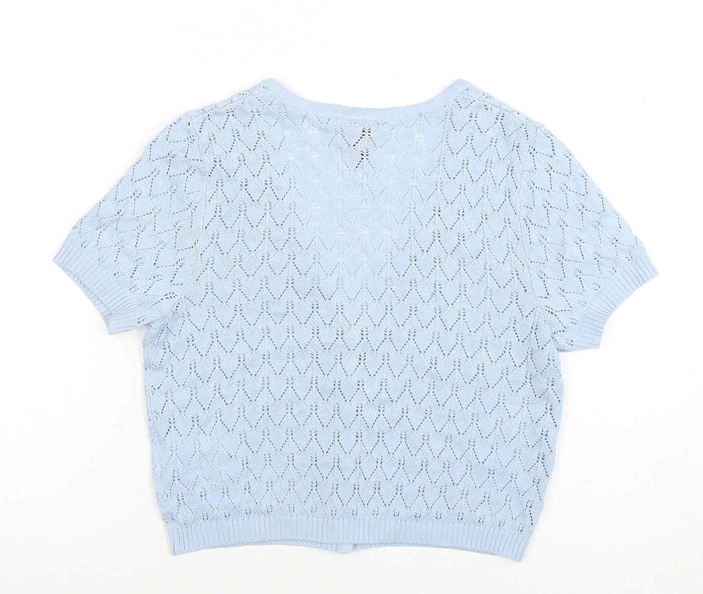 H&M Divided Women's Blue Open Knit Short Sleeve Cardigan XS