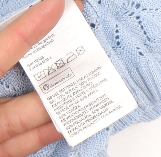 H&M Divided Women's Blue Open Knit Short Sleeve Cardigan XS