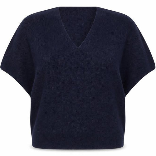 Uniqlo Womens Blue Cotton V-Neck Short Sleeve Pullover Jumper XL