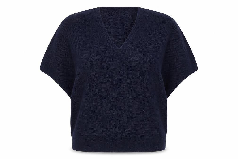 Uniqlo Womens Blue Cotton V-Neck Short Sleeve Pullover Jumper XL