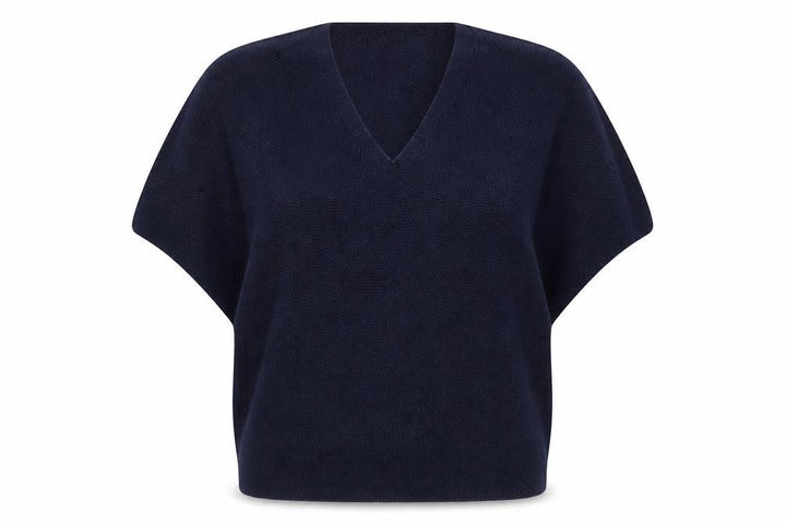 Uniqlo Womens Blue Cotton V-Neck Short Sleeve Pullover Jumper XL