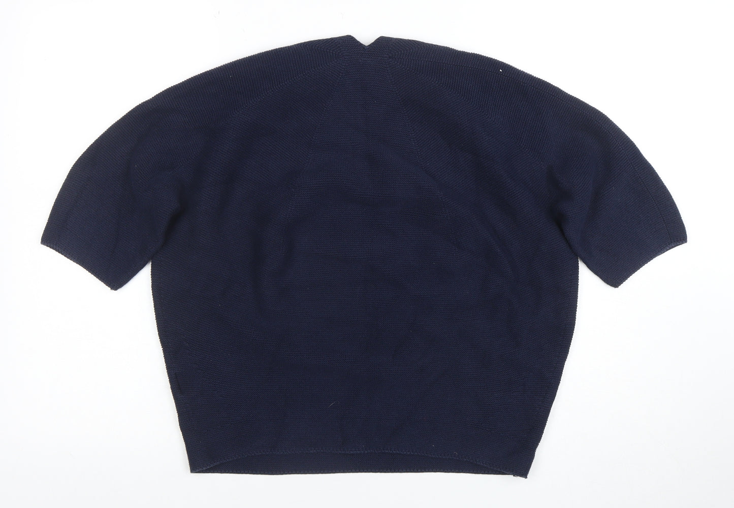 Uniqlo Womens Blue Cotton V-Neck Short Sleeve Pullover Jumper XL