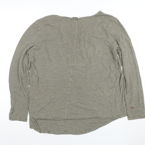 FatFace Womens Grey Striped Long Sleeve Cotton Blend T-Shirt Size 14