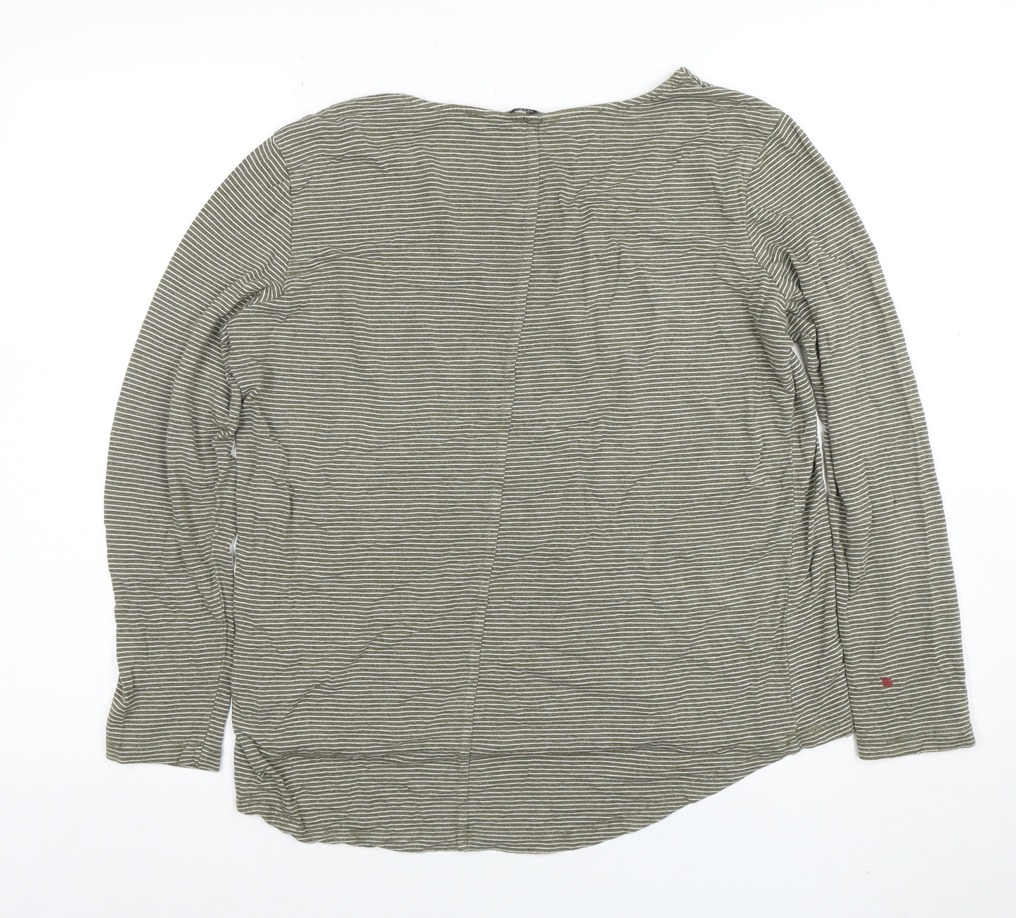 FatFace Womens Grey Striped Long Sleeve Cotton Blend T-Shirt Size 14