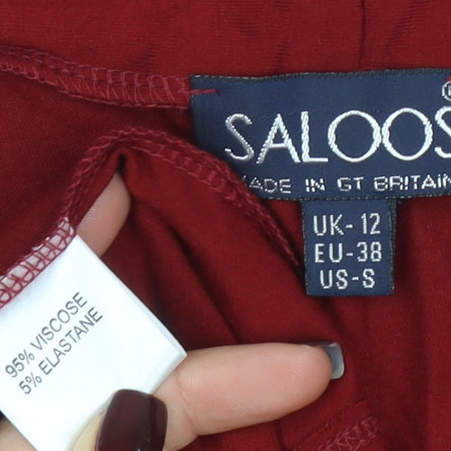 Saloos Women's Red Wrap Long Sleeve Jersey Blouse UK 12