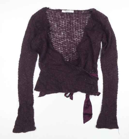 Nougat London Women’s Purple Mohair Wrap Jumper L V-Neck Knit