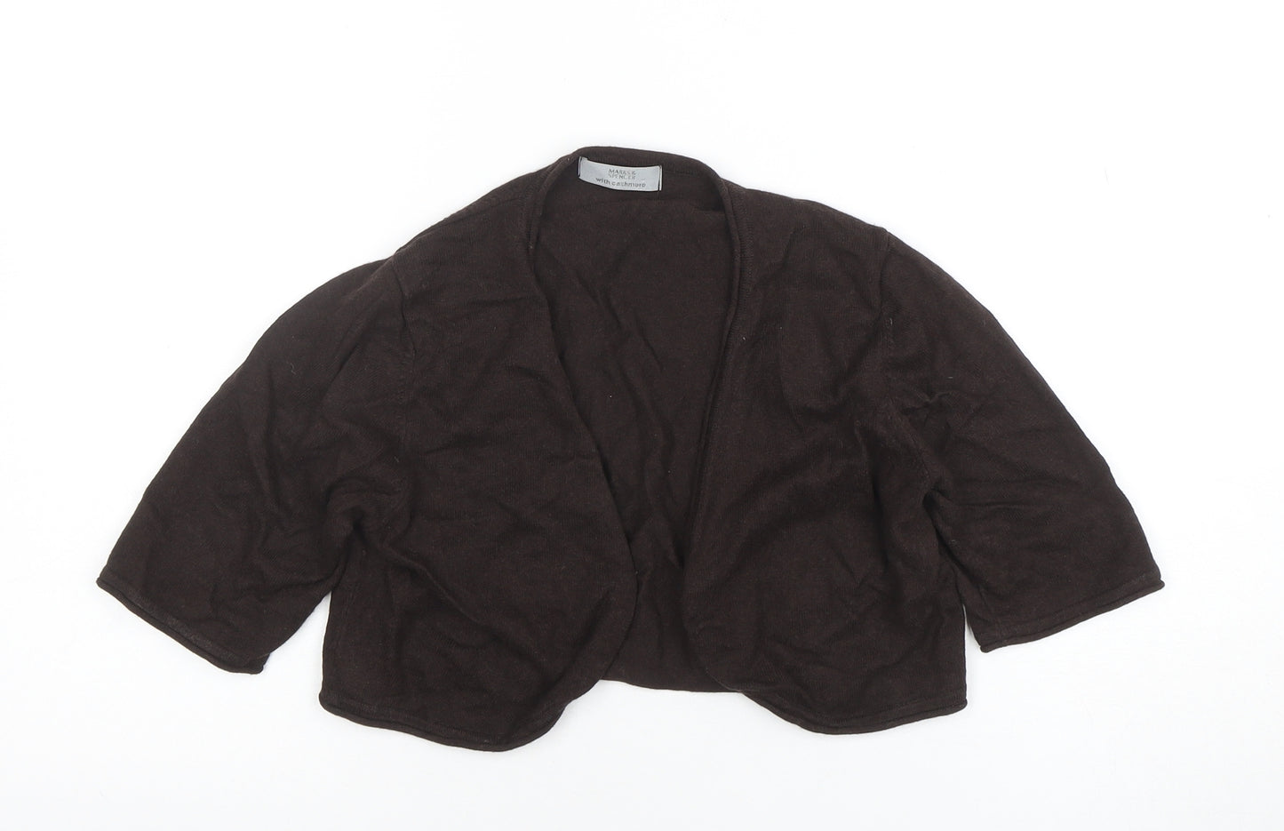 Marks and Spencer Women Brown 3/4 Sleeve Angora Shrug Size 10