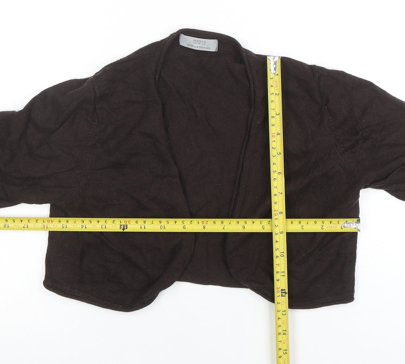 Marks and Spencer Women Brown 3/4 Sleeve Angora Shrug Size 10