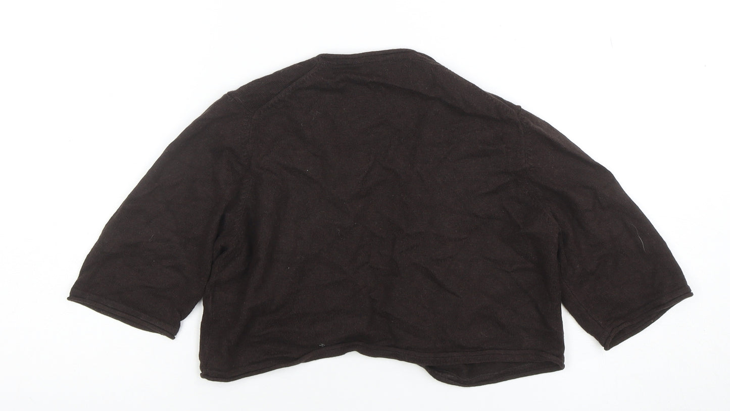 Marks and Spencer Women Brown 3/4 Sleeve Angora Shrug Size 10