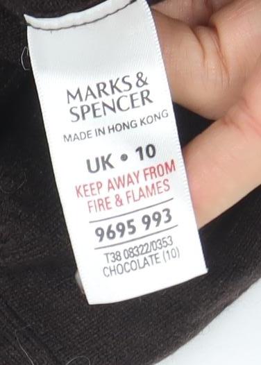 Marks and Spencer Women Brown 3/4 Sleeve Angora Shrug Size 10