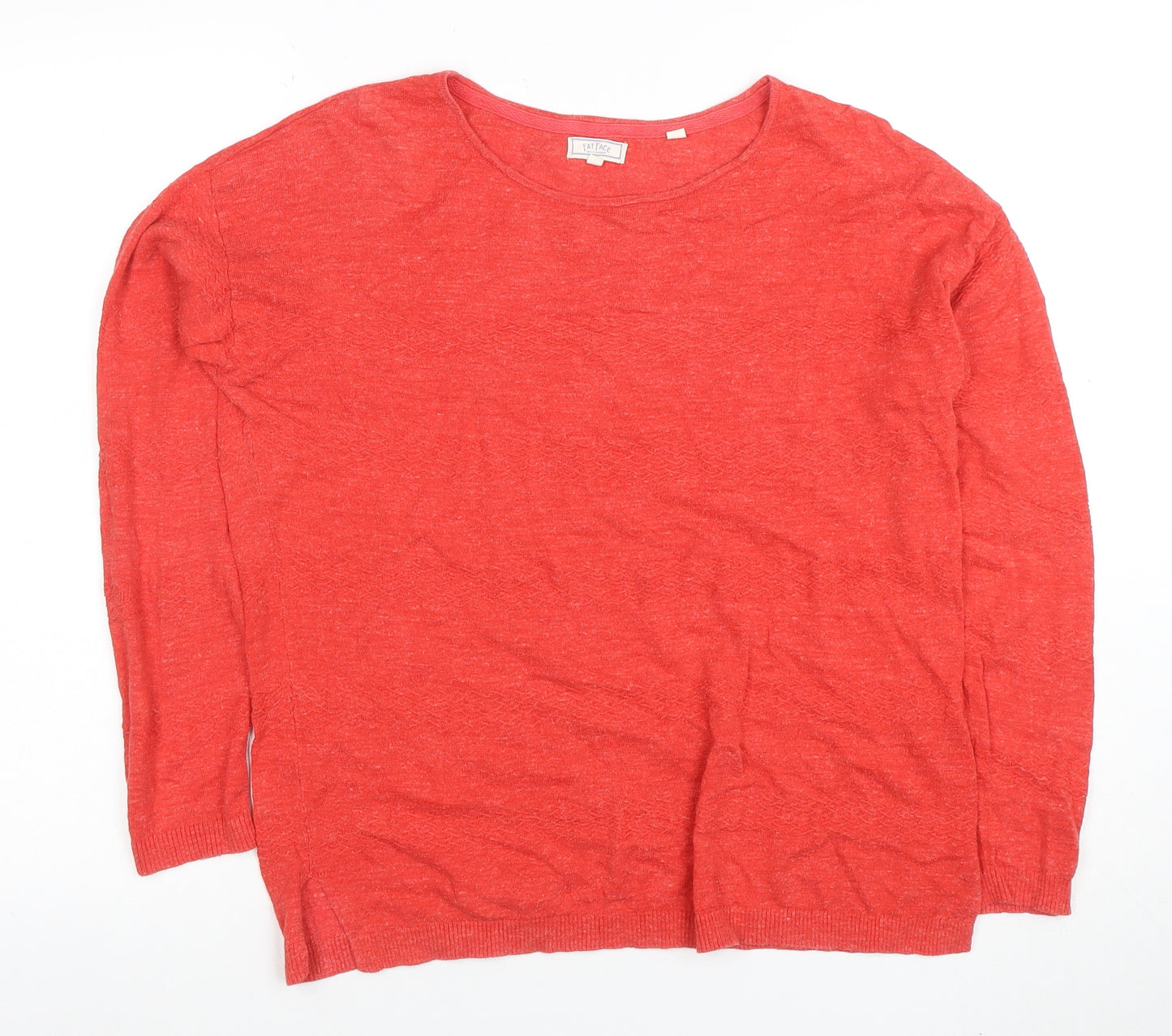FatFace Women’s Red Linen Blend Crew Neck Long Sleeve Jumper UK 10