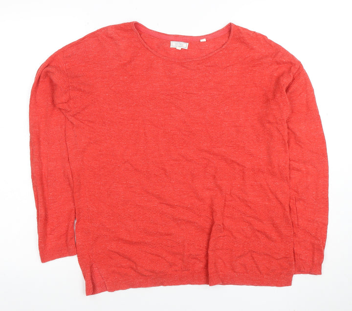 FatFace Women’s Red Linen Blend Crew Neck Long Sleeve Jumper UK 10