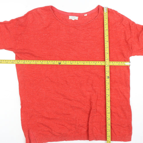 FatFace Women’s Red Linen Blend Crew Neck Long Sleeve Jumper UK 10