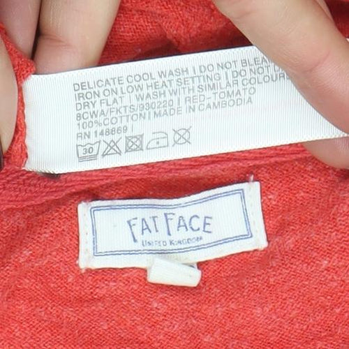 FatFace Women’s Red Linen Blend Crew Neck Long Sleeve Jumper UK 10