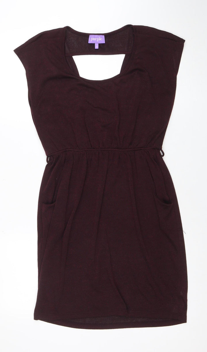Purple Women's Brown Size 14 Sleeveless Bodycon Stretch Dress