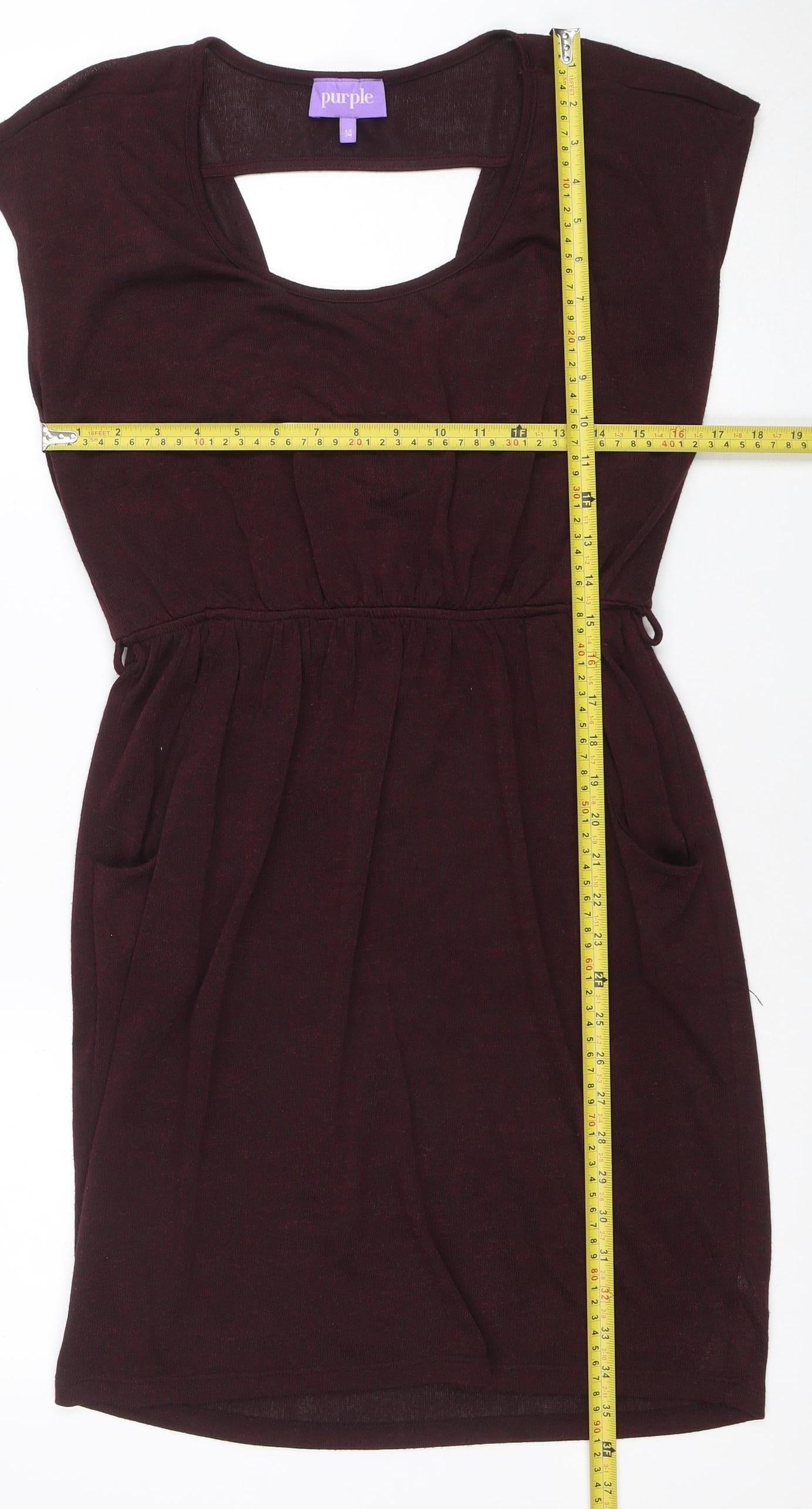 Purple Women's Brown Size 14 Sleeveless Bodycon Stretch Dress