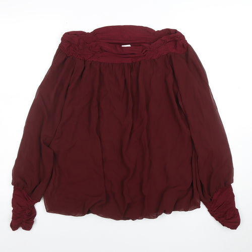 Ashley Brooke Women's Red Chiffon Tunic Blouse Size 14