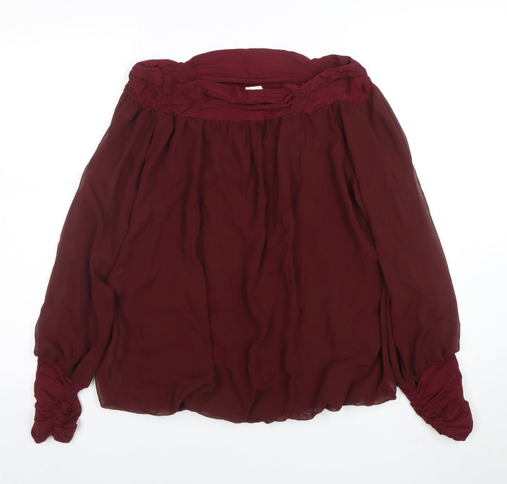 Ashley Brooke Women's Red Chiffon Tunic Blouse Size 14