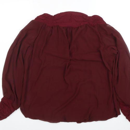 Ashley Brooke Women's Red Chiffon Tunic Blouse Size 14