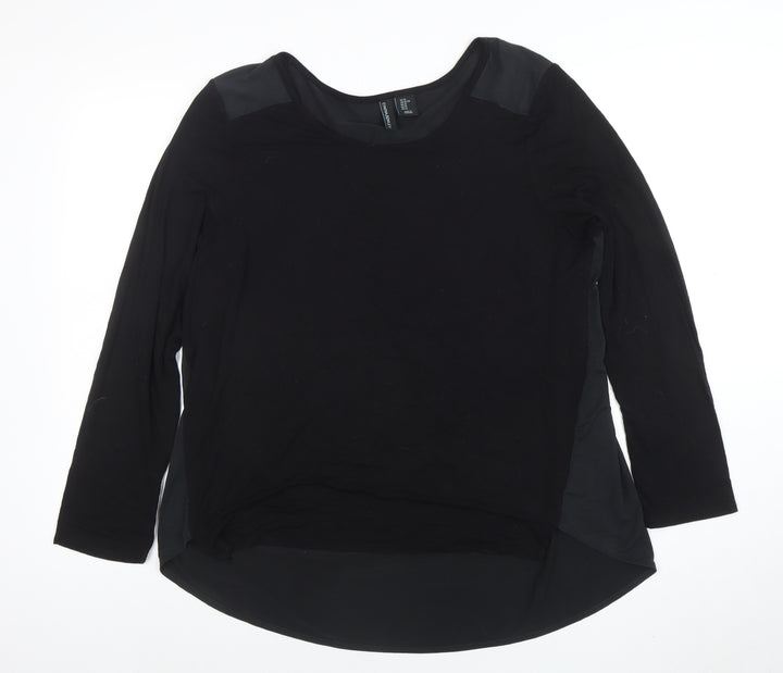 Cynthia Rowley Women’s Black XL Long Sleeve Scoop Neck Jersey Blouse