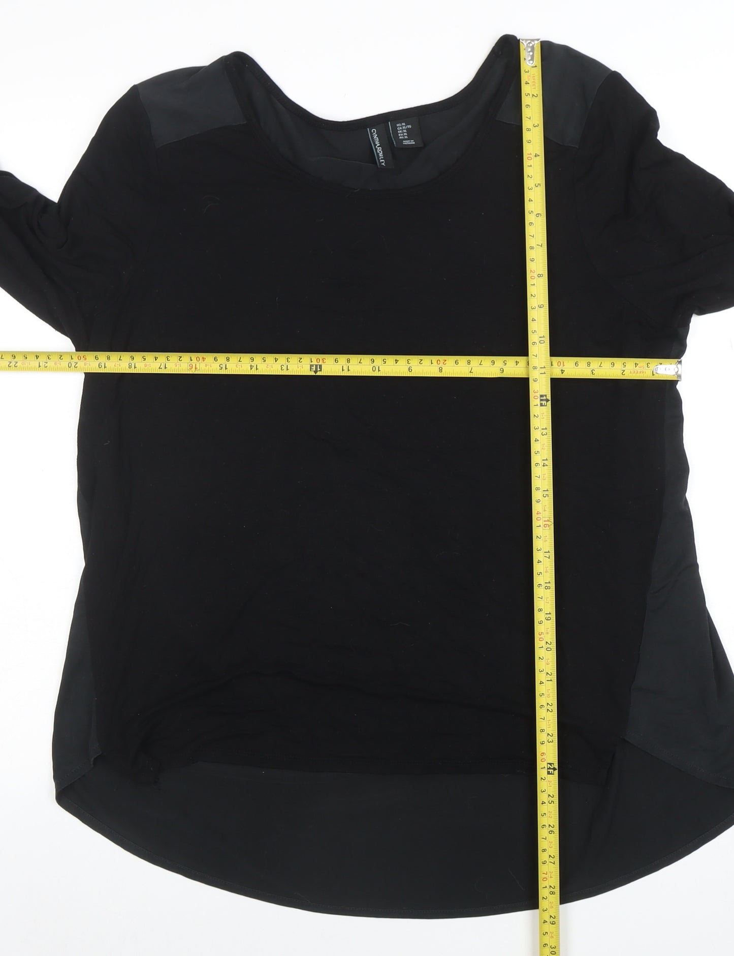 Cynthia Rowley Women’s Black XL Long Sleeve Scoop Neck Jersey Blouse