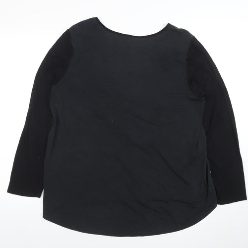Cynthia Rowley Women’s Black XL Long Sleeve Scoop Neck Jersey Blouse