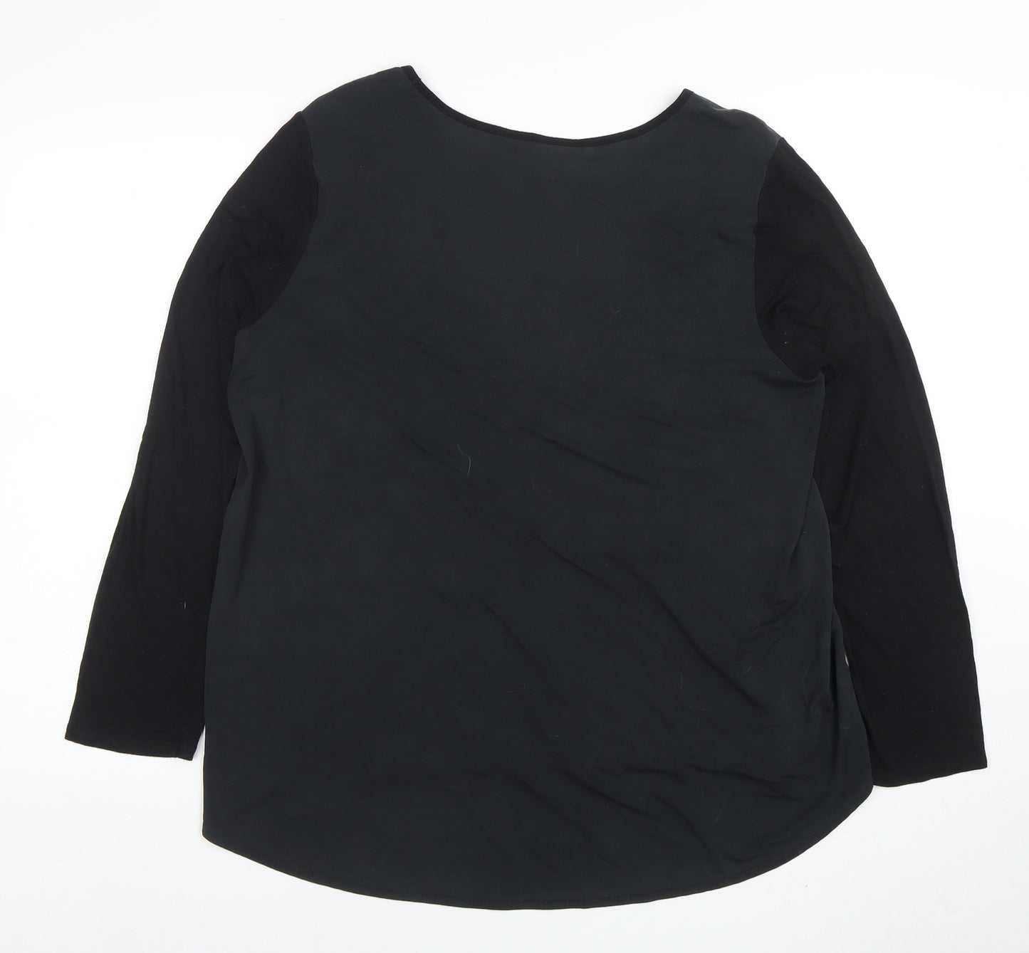 Cynthia Rowley Women’s Black XL Long Sleeve Scoop Neck Jersey Blouse