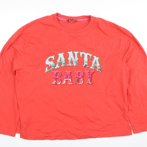 Next Womens Red Santa Baby Long Sleeve Cotton T-Shirt Size L