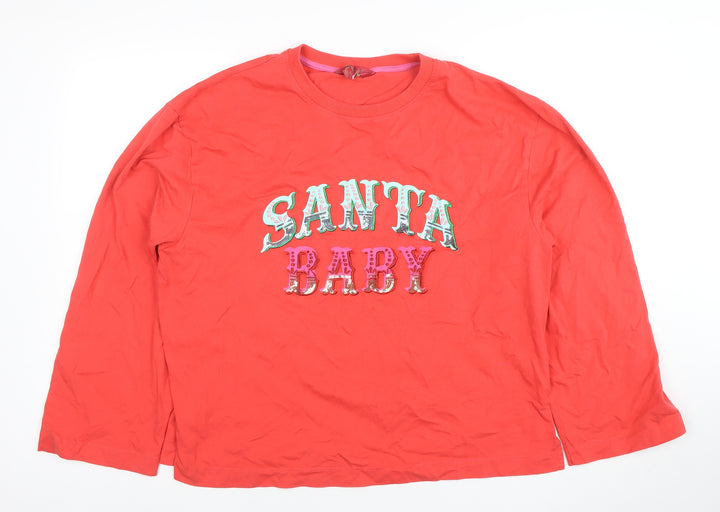 Next Womens Red Santa Baby Long Sleeve Cotton T-Shirt Size L