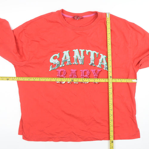 Next Womens Red Santa Baby Long Sleeve Cotton T-Shirt Size L