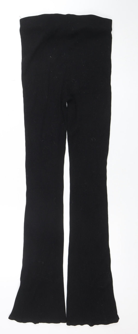 H&M Womens Black Ribbed Leggings Size M Slim Fit Stretch Trousers