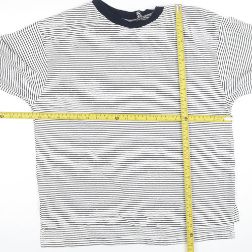 ASOS Women’s White Navy Striped Ringer Long Sleeve Cotton T-Shirt Size 10