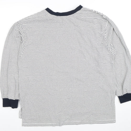 ASOS Women’s White Navy Striped Ringer Long Sleeve Cotton T-Shirt Size 10